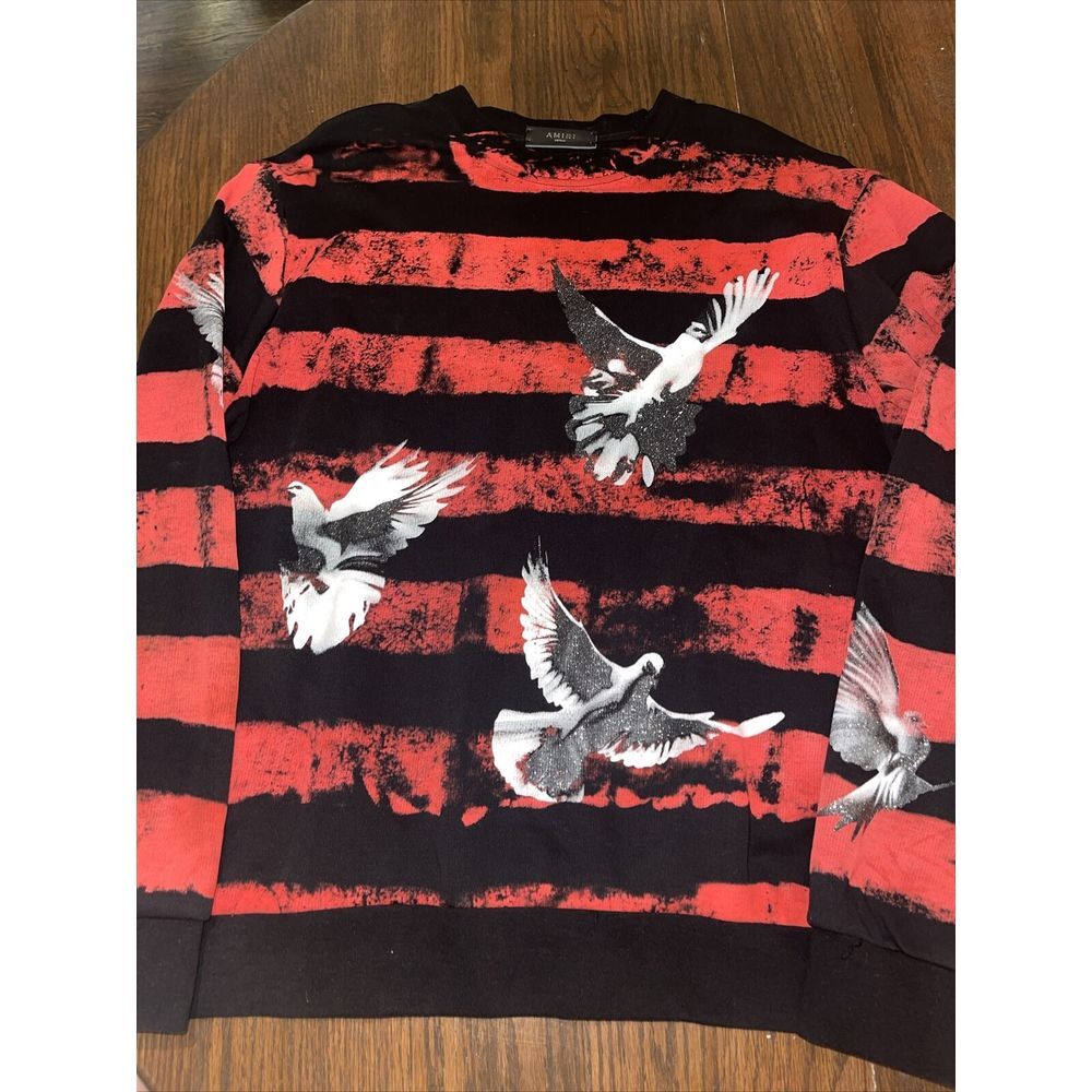 Amiri Dove Print Black And Red Printed Sweatshirt Size Medium Authentic